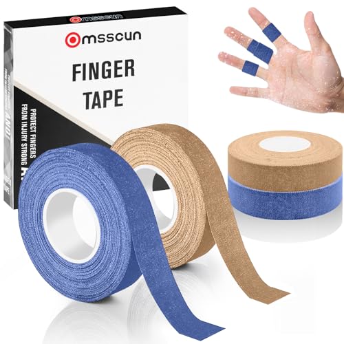 Omsscun 4 Rollen Fingertape, 1,5cm Breit Boulder Tape, Klettertape, Sports Tapes für Bouldern Basketball Tennis Volleyball Handball Kraftsport (Blau + Hautfarbe)