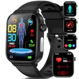 Marsyu Smartwatch EKG+HRV/Harnsäure/BMI/ΒΙυtzυcker Herren Damen Gesundheitsuhr mit Telefonfunktion/SOS-Taste, 24H Herzfrequenz SPO2 Blutdruck Körpertemperatur Schlafmonitor Fitnessuhr für Android/iOS