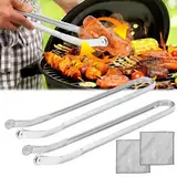 2 Stück BBQ Grillzange Drehbar 38cm Wurst Grillzange Edelstahl mit Rädchen,BBQ Sausage Turning Tongs For Cooking,BBQ Wurstdrehzange,BBQ Wurst Drehzange,BBQ Würstchen Wendezange,Für Partys Grillen