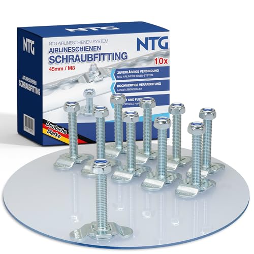 10 Stück Schraubfitting für Airlineschiene | M8x45 | 500 daN | Endbeschlag | Endfitting | Zurrschiene | Single