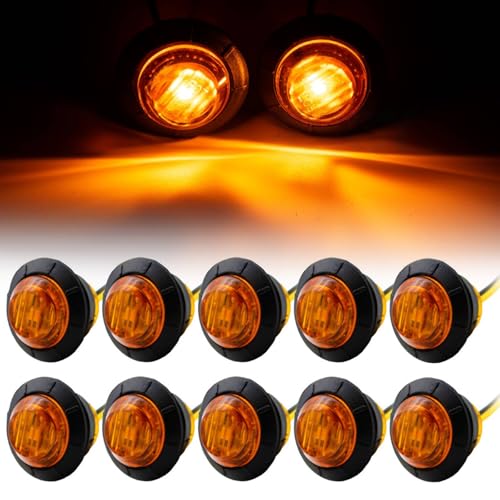 AUTOXBERT 10 Stück 3/4" LED Seitenmarkierungsleuchten 12V 24V Begrenzungsleuchten Positionsleuchten Runde Gelb Markierungsleuchten für LKW Anhänge Van Caravan Lastwagen Wohnmobile Wohnwagen