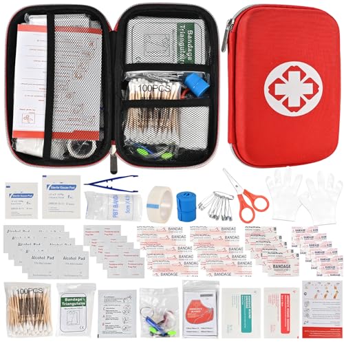 Herboom Erste Hilfe Set, 177-Teilige Überlebens Kompakt Kit Kasten für Reisen, Auto, Zuhause, Camping, Arbeit, Wandern, Urlaub, Erste Hilfe Set Outdoor