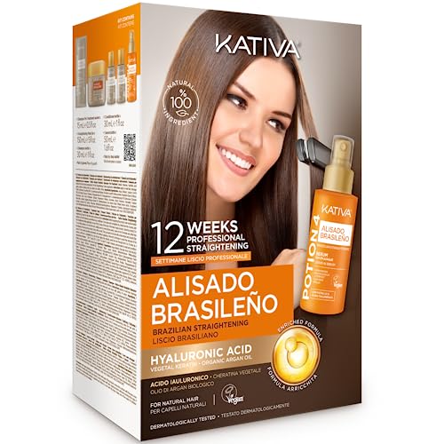 Kativa Premium brasilianisches Glättungs-Set - Neue Formel mit Hyaluronsäure - Serum ohne Ausspülen