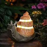 FLOWood Solar Gartenfiguren Schneckentempo Gartendeko für Draußen mit LED Streifen Home Balkon Dekoration, Figur Kawaii Geschenke für Frauen/Mama Deko für Zimmer Terrasse