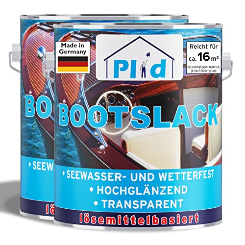 PLID® Bootslack Farblos Glänzend für Holz - Klarlack Holz Wasserfest - Küchenarbeitsplatte lackieren - Lack für Parkett, Treppen, Gartenmöbel und Theken - Holzlack Yachtlack - Made in Germany 1.5l