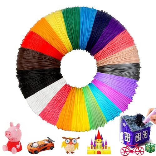 3D Stift Filament PLA, 3D Druck Stift PLA Filament 1.75mm 20 Farben, 3D-Drucker Filament Nachfüllpackung PLA 3D-Stift-Filament je 5 m insgesamt 100 Meter für 3d Drucker Stift