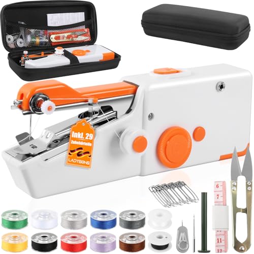 Handnähmaschine, Mini Nähmaschine Elektrisch, Tragbare Nähmaschine für Anfänger und Erwachsene, Einfach zu Bedienende, Schnell Zu Nähen Geeignet für Kleidung, Stoffe, Cutains, Heimreisen
