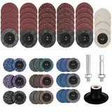 65 Stück Schleifscheiben Set, 2 Zoll Schleifaufsatz für Winkelschleifer mit 1/4 Zoll Schaft, für Bohrer und Schleifmaschinen, für Oberflächenentrostung, Schleifen, Polieren