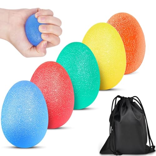 5 Stück Handtrainer Ball, 5 Stüfe Antistressball, Bis zu 35KG Anti Stress Ball, Knetball Für Hände Therapie, Handtrainer Fingertrainer Für Die Hand,Finger Training, Griffstärkung, Lindert Stress