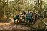 XcBAIHOUD Berühmte Gemälde Kunstdruck Wanddeko Wand Kunstdruck Wanddeko Drei französische Soldaten im Wald mit einer Haubitze Verdun von Jules Gervais Courtellemont für Wohnzimmerdekoration 60x90cm