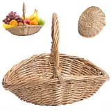 Yeory Rattankorb, gewebt, natürlich, glatt, Erntekorb, 22,9 x 17,8 x 7,1 cm, Picknickkorb, tragbarer Hirtenkorb mit Griff für Geschenke, Blumen, Obst, Gemüse, Picknickkorb