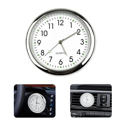 Uhr für Auto Armaturenbrett Autouhr Selbstklebend Leuchtende Auto Uhr Universelle Taschenuhr Auto Lüftungsschlitz Clip Uhr für Auto Lnnendekoration Geeignet für Jede Auto Dekoration (Weiße)