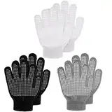 3 Paar Kinder Anti Rutsch Handschuhe Warme Magische Strickhandschuhe Winter Stretch Vollfinger Handschuhe für Jungen Mädchen (Schwarz, Weiß, Grau)