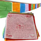 VOVCIG Tibetische Gebetsfahne 35x28cm Feng Shui Buddhistische Gebetsfahne Golddruck Windpferdflagge für Buddhistische Altäre Meditationsräume Außendekoration Tourismusgebiet 7m lang 20 fahnen