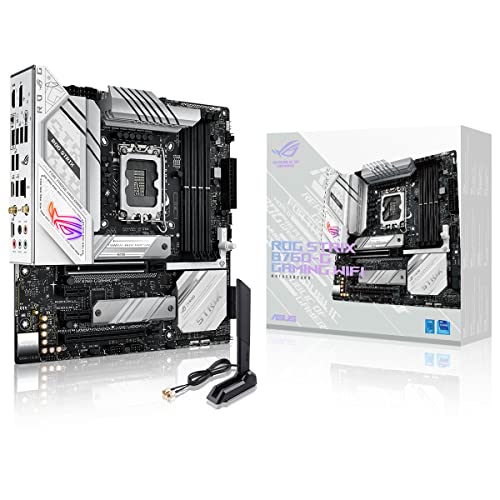 ASUS ROG STRIX B760-G GAMING WIFI Mainboard Sockel Intel LGA 1700 (Intel B760, mATX, DDR5 Speicher, PCIe 5.0, WiFi 6E, 2x PCIe 4.0 M.2, Aura Sync) weiß