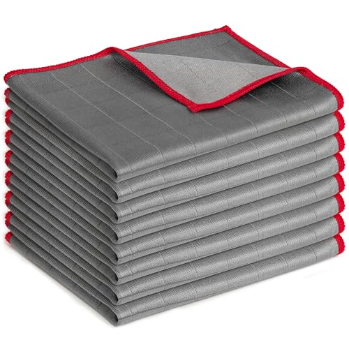 Vortix 8 Stück Fensterputztücher Carbon Tücher, Fenstertuch Streifenfrei aus Mikrofaser - Für kristallklare Reinigung von Fenstern, Glas, Spiegeln, Bildschirmen & Allen glatten Oberflächen