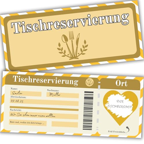 Restaurant Gutschein zum Essen gehen | Personalisiertes Geschenk für Männer & Frauen | Gutscheinkarte Einladung Essen | Perfekt als Geburtstagsgeschenk & Überraschung