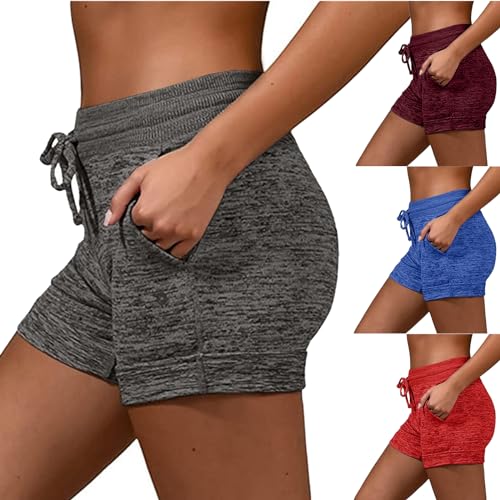 Skang Damen Sport Shorts Kurze Hose Laufshorts Jogginghose Sommer Sportshorts Atmungsaktiv Running Yoga Jogging Gym Shorts Fitness Sporthose Elastisch Freizeit Shorts