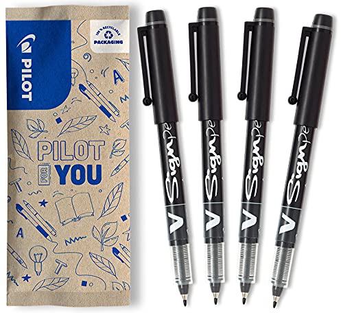 PILOT V-Sign Pen, Faserschreiber, (Schwarz), 1 Stück (4er Pack)
