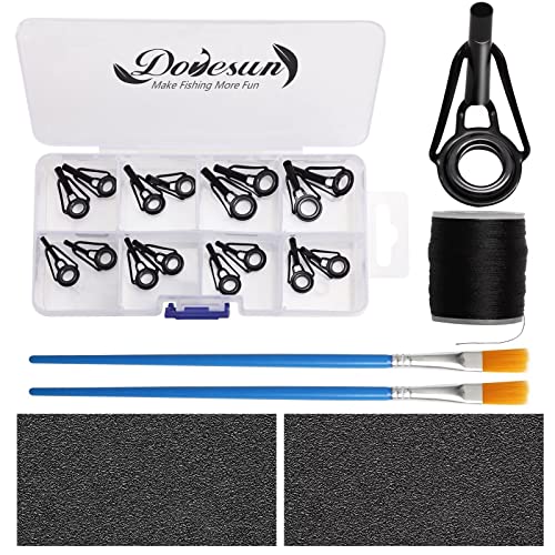 Dovesun Angelrute Reparatur Kit, Spitzenring Rutenring Keramik Edelstahl Carbon Führungen Rutenspitzen/ 8 Größen 21Stück