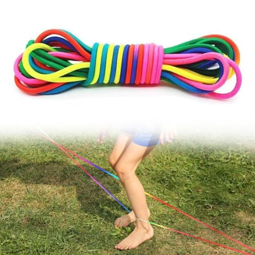 Miayical Gummitwist Kinder für Hüpfspiele, Hüpfgummi 5m lang Gummi Twist, Indoor und Outdoor Spielzeug, Gartenspiele Kinder, Regenbogen Band, Geschenk für Mädchen & Junge