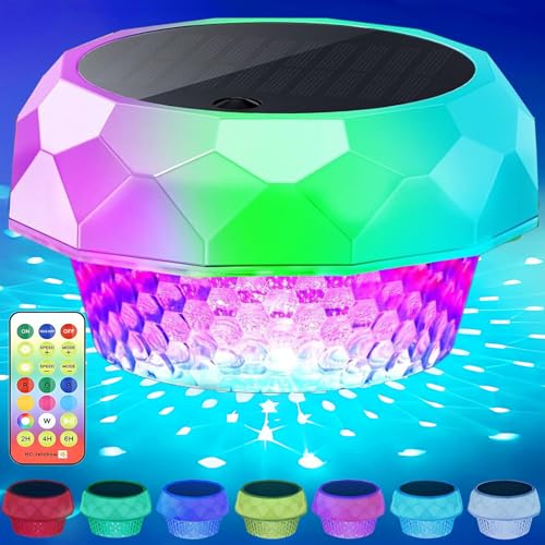 Joycome Poolbeleuchtung Solar Teich Deko, Pool Lichter Unterwasser mit Fernbedienung, Dimmbar Farbwechselnde Schwimmende Poollampe Wasserdicht Floating Pool Lights für Whirlpool Badewanne Garten