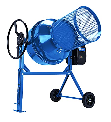 scheppach Betonmischer MIX160 Betonmischmaschine + Siebtrommel (160L Fassungsvermögen, 650W Mörtelmischer, Rastscheibenarretierung über Fußbedienung, Zementmischer mit Gußzahnkranz und Kompostsieb)