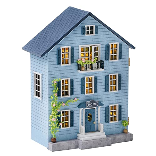 CUTEROOM DIY Miniatur Haus Puppenhaus Kit Puppenhaus Miniatur mit Möbeln und LED-Licht Miniatur Haus Modell bausatz für Mädchen und Jungen Kinder (Molan House)