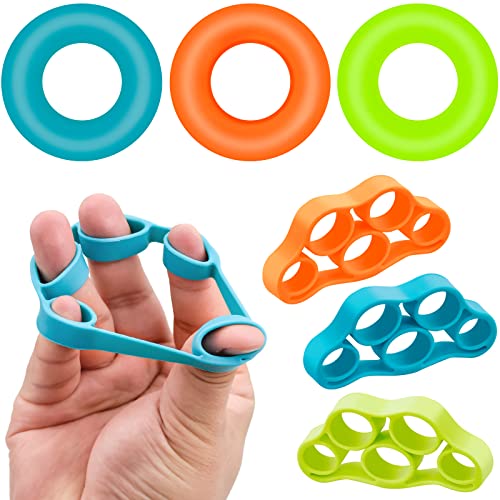 LUCKYKODOR 6 Stück Handtraining Set Handgriffstärker und Trainer Finger Handtrainer Ring Silikon Ergotherapie Hand für Muskeltraining Sport Klettern Bouldern Fitness