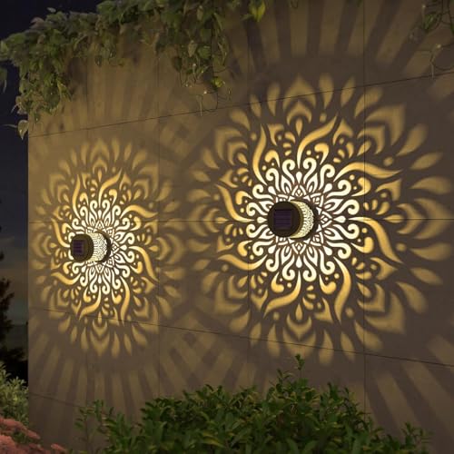 Lifeel solarlaterne für außen 2 Stück Solare Wegebeleuchtung Solarlampen für Außen Solarleuchten Garten Dekorative Solarlampe LED Gartenleuchte wasserdichte für Außen Terrasse (floral)