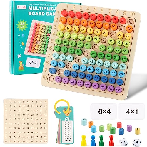 Montessori Multiplikationsbrett, Multiplikationstafel Holz, Einmaleins Brett, Multiplikationstabelle Kinder, 1x1 Lernen Spiel für Mathematische Manipulationen Kinderzählspielzeug