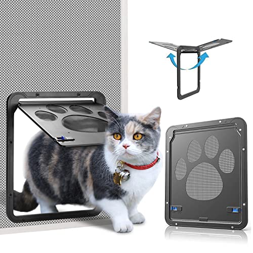 Ownpets Haustierklappe, Katzenklappe für fliegengitter, Magnetische Katzentür mit automatische verschließbare Fliegengitter, 24 * 29 cm auch ideal für kleine Hunde