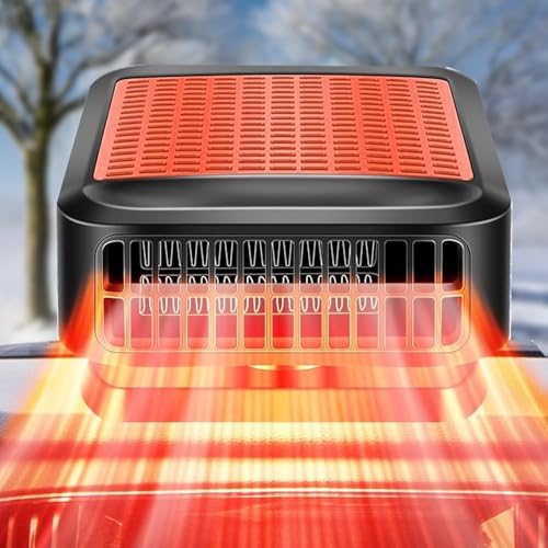 Auto Heizung, 12V 200W Tragbare Autoheizung Heizlüfter mit 2 in 1 Heizung und Kühlung, 360° Drehbar Schnelle Heizung Windschutzscheibe Defogger für Auto, Die in Zigarettenanzünder Steckt Zusatzheizung