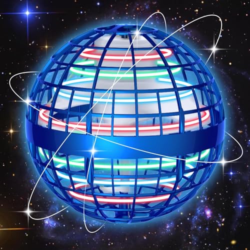 2024 Hover Ball Fliegender Ball, Flying Orb Ball Magische Spinnerin mit LED Licht Drohne für Kinder Boomerang Flugzeuge Spielzeug Geschenke für Jungen Mädchen Indoor Outdoor Fidget UFO (Blau)