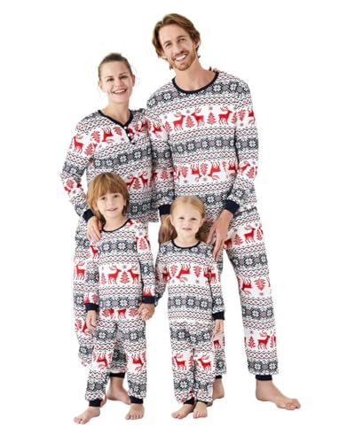 PATPAT Familien Weihnachtspyjama Set, Partner Pyjama Familie Set, Weihnachtsoutfit für Familie, Mutter Tochter Kleidung - Komfortables Weihnachtskleidung Familie Set, Blauweiß, Baby: 9-12 Monate