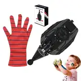 Spider Web Shooter, 9 Fuß Reichweite Web Launcher String Shooters Spielzeug, Spider Handschuhe Spinnennetz, Superhelden-Rollenspiel-Spielzeug Tolles, Geschenk für Männer und Kinder (Schwarz)