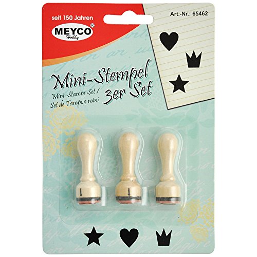 Holzstempel Stern, Herz, Krone -3er Set-