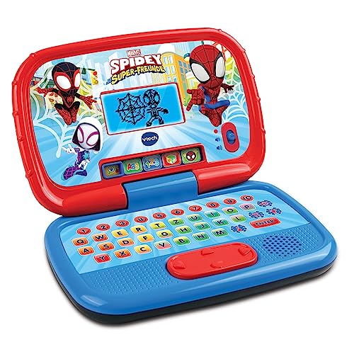 VTech Spidey und seine Super-Freunde - Lernlaptop – Lerncomputer mit QWERTZ-Tastatur und Inhalten zu Buchstaben, Buchstabenlauten, einfacher Addition und Subtraktion u. v. m. – Für Kinder von3-6Jahren