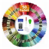 Maxee 50 Farben Stickgarn, Regenbogenfarbe, Stickgarn Wird für Kreuzstichfaden, Armbandfaden, Kunsthandwerksdrehfaden, Basteltwist