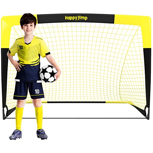 Happy Jump Fußballtor Pop Up Fußballnetz Fußballpfosten für Garten Fußballtrainingx1 (3'x2,2', Schwarz+Gelb)
