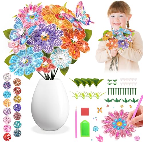 Blumen Basteln Mädchen 8 6 7 9 10 Jahre: Geschenke für Mädchen 8-9-11-12 Jahren Bastelset Kinder ab 6 5 8 10 Jahre Mädchen Geschenk Diamond Painting Kinder Blumenstrauß Kreativ Geburtstagsgeschenk