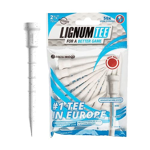 Longridge Golf Tees Weiß 72mm - 12 Stück - Microwood mit Distance-Ring-System