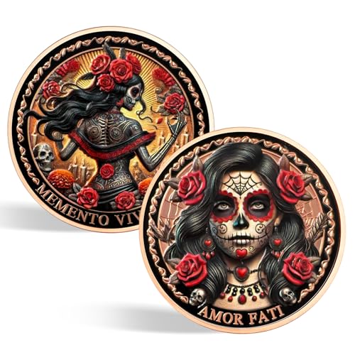 CHURYUML Memento Mori Memento Vivere Münze Amor Fati Medaillon Stoische Erinnerung Token für tägliche stoische Meditationen Stoizismus Herausforderung Münzen Inspirierende Stoizismus Geschenke Mut
