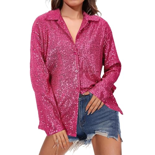 Damen Pullover Langarm Mit Glitzer Damen Pailletten Oberteil lange Ärmel Pailletten Oberteil Party Tops Festliches Outfit Cocktail Vest Shirt Party Club Blusen Cocktail Abendbluse