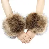 Damen Armstulpen Fell Stulpen, Pulswärmer Pelz Kunstfell Armwärmer Manschetten Fellstulpen Faux Pelz Armstulpen Faux Fur Wrist Band Ring Cuffs Wärmer für Frauen Pelzmanschetten Ringmanschetten Wärmer