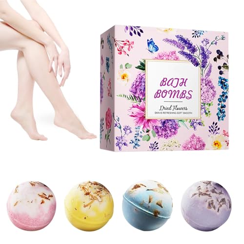 Badebomben Geschenkset,4 Stück Badebomben für Frauen,Badekugeln in Geschenkbox als Badezusatz für Frauen,Geburtstagsgeschenkidee für Mädchen, Frauen,Kinder