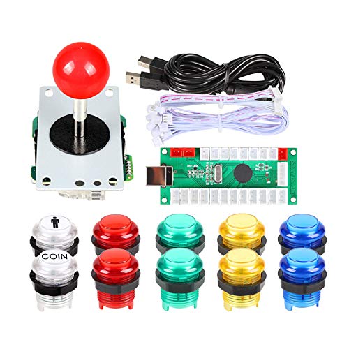 EG STARTS Nullverzögerung USB Encoder zu PC Spiele Red Joystick + 10x LED beleuchtet 5V Druckknöpfe für Arcade Joystick DIY Kits Teile Mame Raspberry Pi 2 3 3B