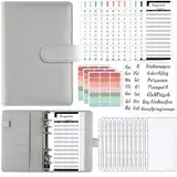 A6 Binder Budget Planner Deutsch: Geld Organizer Budget Planer mit 12 Binder Taschen, 12 Budgetblätter Deutsch, Etikettenaufklebern Sparbuch für Reisen,Tagebuch und Geschenk