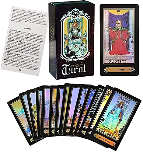 LHKJ Tarot Karten, 78 Waite Tarotkarten mit Anleitung, Tarot für Anfänger, Tarot Deck Zukunft Spiel-Karten-Set mit Bunten Box Vintage (Knight Tarot)