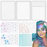 BOOMTOP 3pcs Fischschuppen Schablonen Meerjungfrau Kostüm Schminke Schablone mit 4x Glitzersteine Selbstklebend Strasssteine Karneval Kostüm Makeup Fasching Malvorlage zum Malen auf Wand Körper Möbel